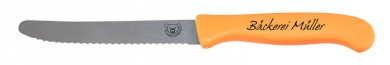 Schneidebär® Frühstücksmesser Orange - extra scharf  | mit Druck