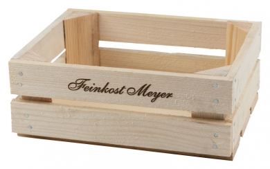 Holzkiste mit Einbrand