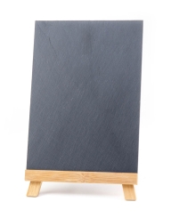 Schiefer Tischtafel mit Bambusständer aus echtem Schiefer 