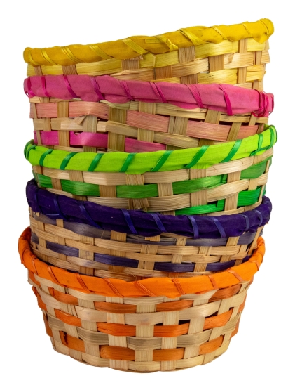 Bambuskorb Ø 19 cm mit Stoffborte (1B-Ware) 